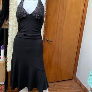 Vintage Ruby Rox Black Glitter Halter Dress. Size M